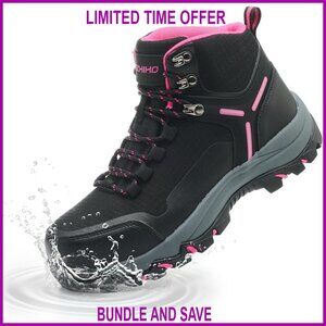 Women's Waterproof Steel Toe Work Boots Wide Width Slip Resistant Lightweight